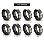 font options for inside engraving on black & silver borobudur rings