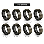 font options for inside engraving on gunmetal & black borre style interlace rings
