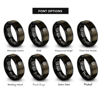 font options for inside engraving on gunmetal & black borre style interlace rings