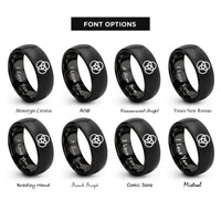 font options for inside engraving on black borromean rings rings
