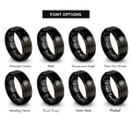 font options for inside engraving on black borromean rings rings