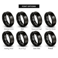 font options for inside engraving on black borromean rings rings