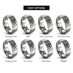font options for inside engraving on gray borromean rings rings