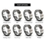 font options for inside engraving on silver borromean rings rings