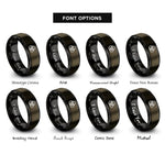font options for inside engraving on gunmetal & black borromean rings rings