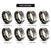 font options for inside engraving on gunmetal & grey borromean rings rings