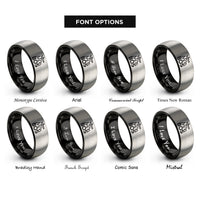 font options for inside engraving on black & silver bos rings