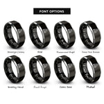 font options for inside engraving on black & silver bos rings