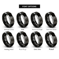 font options for inside engraving on black & silver bos rings