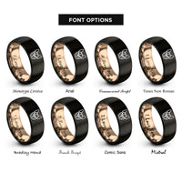 font options for inside engraving on black & rose gold boston terrier rings