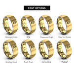font options for inside engraving on gold & gray botanical flower rings
