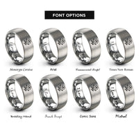 font options for inside engraving on gray botanical flower rings