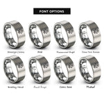 font options for inside engraving on silver botanical flower rings