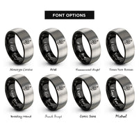 font options for inside engraving on black & gray bottle anchor rings