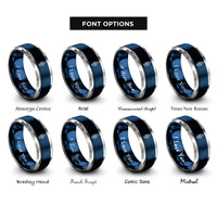 font options for inside engraving on blue & grey bottle anchor rings