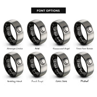 font options for inside engraving on black & gray bottle cap rings