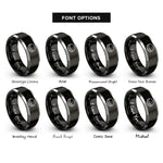 font options for inside engraving on black & gray bottle cap rings