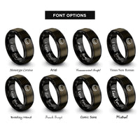 font options for inside engraving on gunmetal & black bottle cap rings
