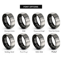 font options for inside engraving on black & grey bottle opener rings