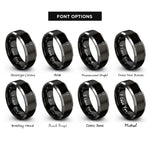 font options for inside engraving on black & silver bottle opener rings