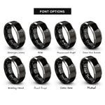 font options for inside engraving on black & gray bottle opener rings