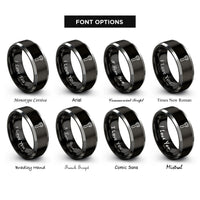font options for inside engraving on black & gray bottle opener rings