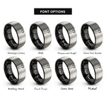 font options for inside engraving on black & silver bottle opener rings