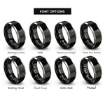font options for inside engraving on black & silver bottle opener rings