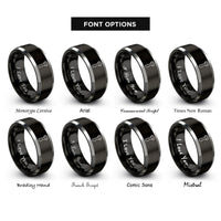 font options for inside engraving on black & silver bottle opener rings
