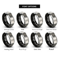 font options for inside engraving on black & grey bottle opener rings