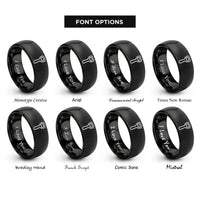 font options for inside engraving on black bottle opener rings