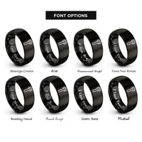 font options for inside engraving on black bottle opener rings