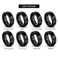 font options for inside engraving on black bottle opener rings