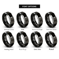 font options for inside engraving on black & gray bottle pourer rings