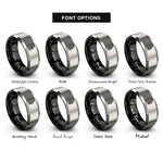 font options for inside engraving on black & silver bottle pourer rings