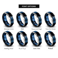 font options for inside engraving on blue & silver bottlenose dolphin rings