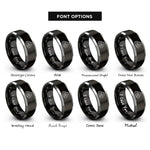 font options for inside engraving on black & silver boulder field cluster rings