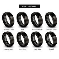 font options for inside engraving on black boulder field cluster rings