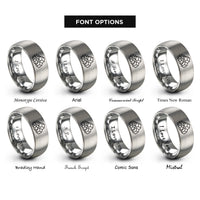 font options for inside engraving on silver boulder field cluster rings