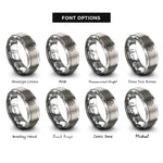 font options for inside engraving on grey boulder field cluster rings
