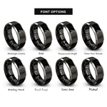 font options for inside engraving on black & silver boulderer overhang reach rings