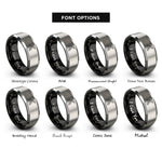 font options for inside engraving on black & gray boulderer overhang reach rings
