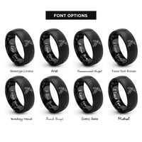 font options for inside engraving on black boulderer overhang reach rings