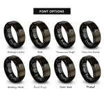 font options for inside engraving on gunmetal & black boulderer overhang reach rings