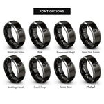 font options for inside engraving on black & gray boundary dashed line rings