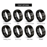 font options for inside engraving on black boundary dashed line rings