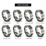 font options for inside engraving on grey boundary dashed line rings