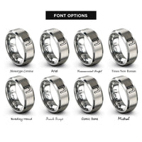 font options for inside engraving on silver boundary dashed line rings
