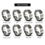 font options for inside engraving on silver bow bearing arrow rings