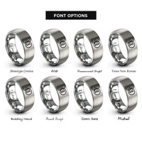 font options for inside engraving on gray bow pins rings